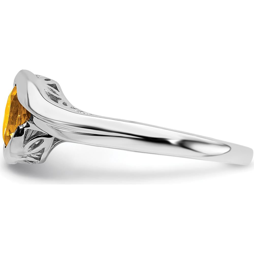 14K White Gold Citrine Bypass Ring - 0.77 Carat Total Citrine Weight by 0