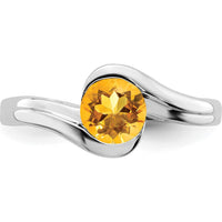 14K White Gold Citrine Bypass Ring - 0.77 Carat Total Citrine Weight by 0