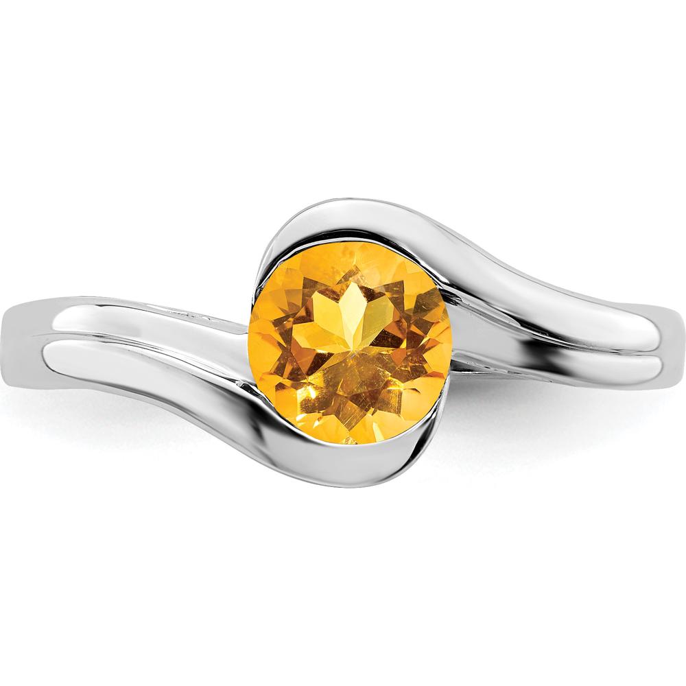 14K White Gold Citrine Bypass Ring - 0.77 Carat Total Citrine Weight by 0