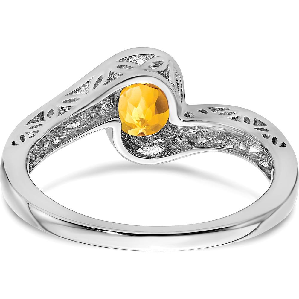 14K White Gold Citrine Bypass Ring - 0.77 Carat Total Citrine Weight by 0