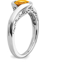 14K White Gold Citrine Bypass Ring - 0.77 Carat Total Citrine Weight by 0
