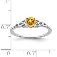 14K White Gold Citrine Celtic Knot Ring - 4.5mm Round Yellow Citrine by 0