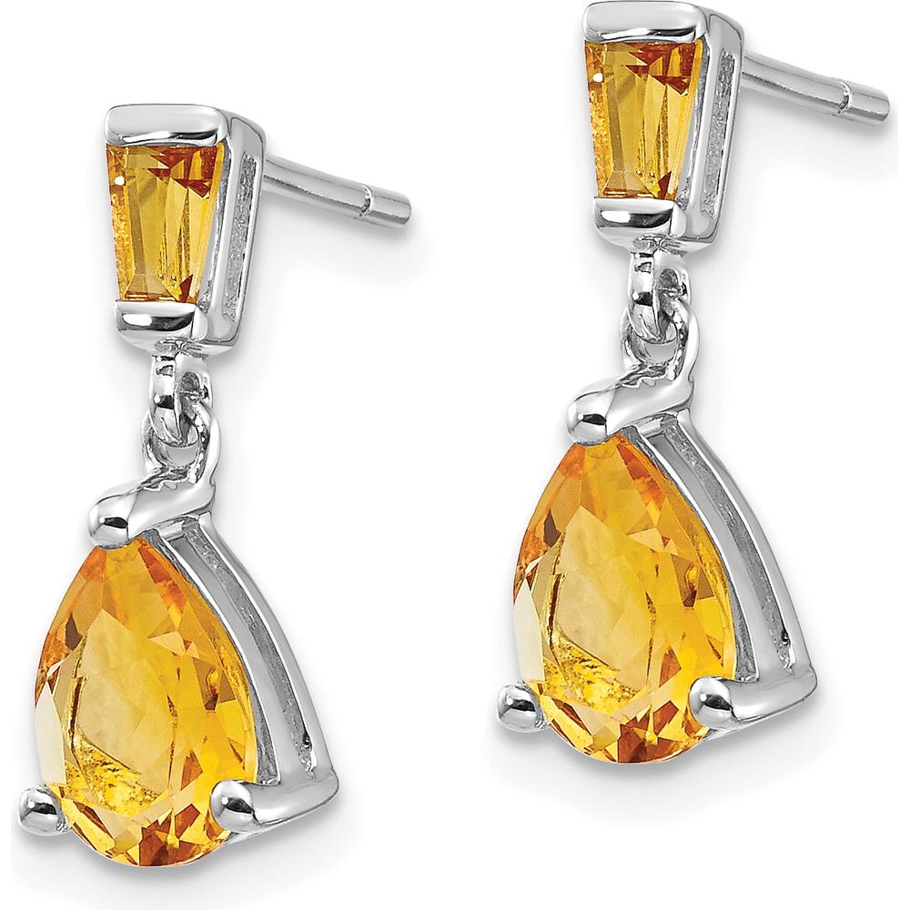 14K White Gold Citrine Dangle Post Earrings - 1.24 Carat Total Citrine Weight by Monteluci Fine Jewelry