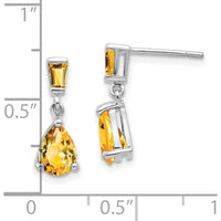 14K White Gold Citrine Dangle Post Earrings - 1.24 Carat Total Citrine Weight by Monteluci Fine Jewelry
