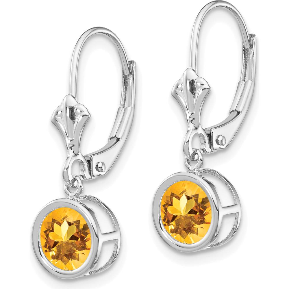 14K White Gold Citrine Drop Earrings with Faceted Round Stones - 0.75 Carat Total Citrine Weight by Monteluci Fine Jewelry