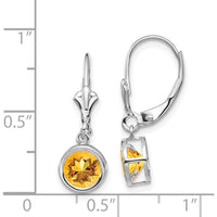 14K White Gold Citrine Drop Earrings with Faceted Round Stones - 0.75 Carat Total Citrine Weight by Monteluci Fine Jewelry