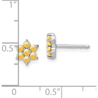 14K White Gold Citrine Floral Post Earrings with 14 Round Citrine Stones - 0.83 Carat Total Gem Weight by Monteluci Fine Jewelry