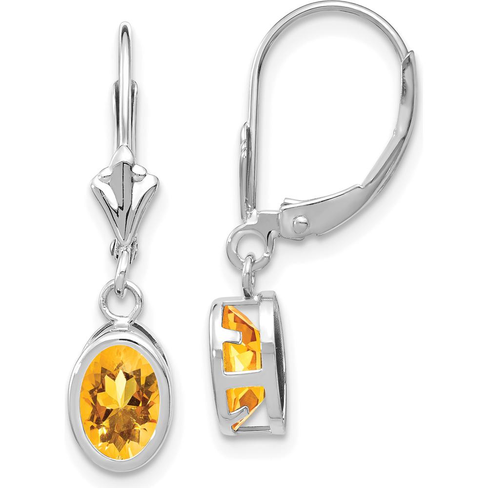 14K White Gold Citrine Oval Drop Earrings - 0.80 Carat Total Citrine Weight by Monteluci Fine Jewelry