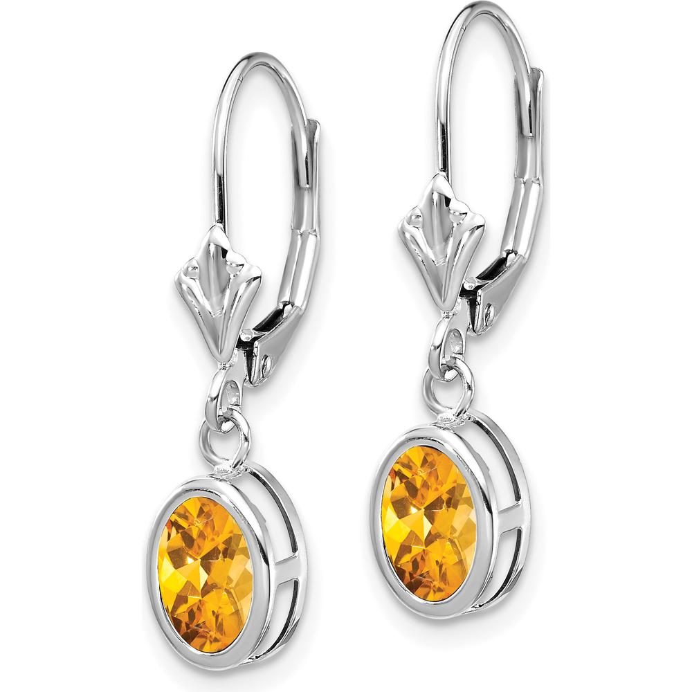 14K White Gold Citrine Oval Drop Earrings - 0.80 Carat Total Citrine Weight by Monteluci Fine Jewelry