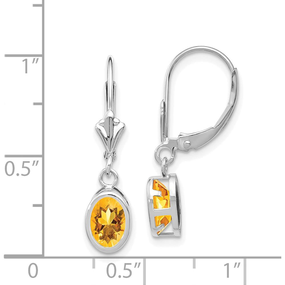 14K White Gold Citrine Oval Drop Earrings - 0.80 Carat Total Citrine Weight by Monteluci Fine Jewelry