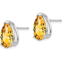14K White Gold Citrine Pear Stud Earrings - 2.85 Carat Total Citrine Weight by Monteluci Fine Jewelry