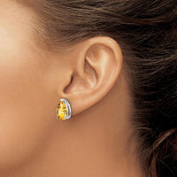 14K White Gold Citrine Pear Stud Earrings - 2.85 Carat Total Citrine Weight by Monteluci Fine Jewelry