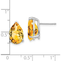 14K White Gold Citrine Pear Stud Earrings - 2.85 Carat Total Citrine Weight by Monteluci Fine Jewelry