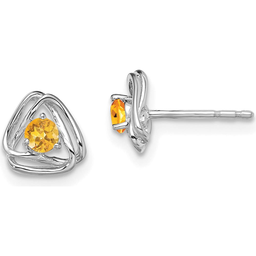 14K White Gold Citrine Stud Earrings - 0.1 Carat Total Gem Weight by Oro Pregiato