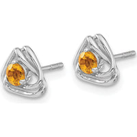 14K White Gold Citrine Stud Earrings - 0.1 Carat Total Gem Weight by Oro Pregiato