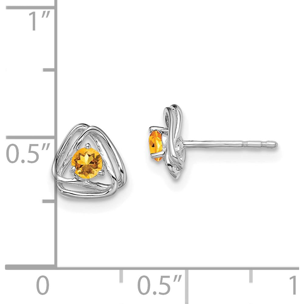 14K White Gold Citrine Stud Earrings - 0.1 Carat Total Gem Weight by Oro Pregiato
