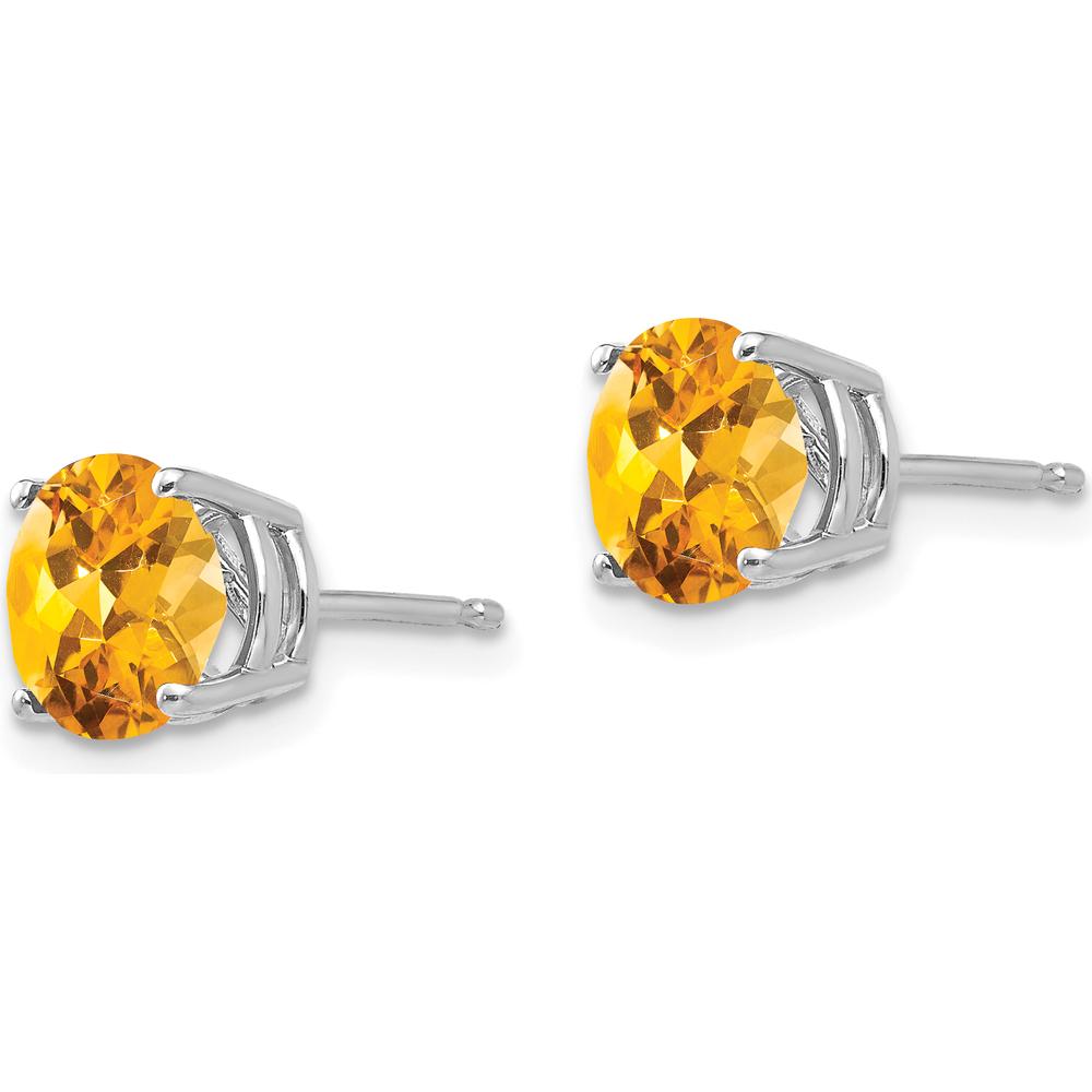 14K White Gold Citrine Stud Earrings with Round Faceted Stones - 1.25 Carat Total Gem Weight by Monteluci Fine Jewelry
