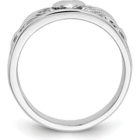 14K White Gold Claddagh Band with Satin Finish and Rhodium Plating by Oro Pregiato