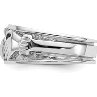 14K White Gold Claddagh Band with Satin Finish and Rhodium Plating by Oro Pregiato