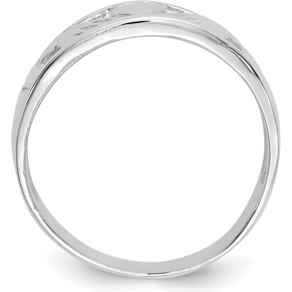 14K White Gold Claddagh Band with Satin Texture - 7mm Width by Oro Pregiato
