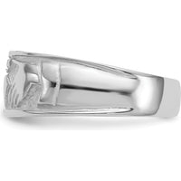 14K White Gold Claddagh Band with Satin Texture - 7mm Width by Oro Pregiato