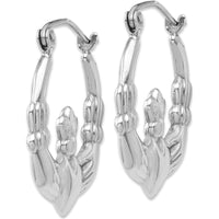 14K White Gold Claddagh Hoop Earrings - Rhodium Plated Polished Finish by 0