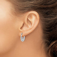 14K White Gold Claddagh Hoop Earrings with Rhodium Plating - Elegant Heart Design by 0