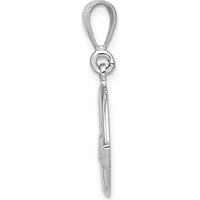 14K White Gold Claddagh Pendant Charm - Polished Finish with Textured Back by Oro Pregiato