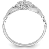 14K White Gold Claddagh Ring Mounting - Rhodium-Plated Heart and Crown Design by Oro Pregiato