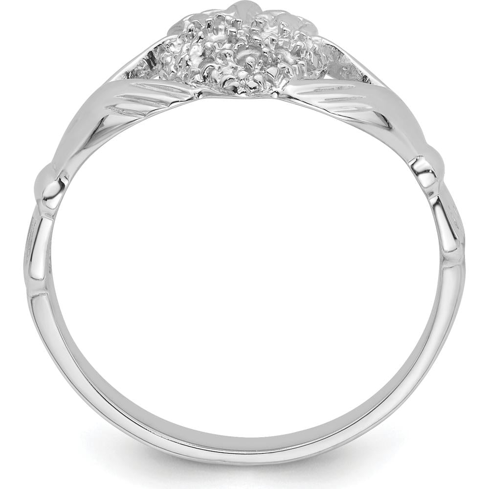 14K White Gold Claddagh Ring Mounting - Rhodium-Plated Heart and Crown Design by Oro Pregiato