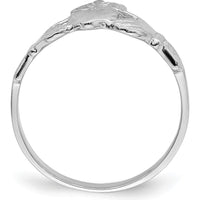 14K White Gold Claddagh Ring with Polished Finish and Rhodium Plating by 0