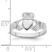 14K White Gold Claddagh Ring with Polished Finish and Rhodium Plating by 0