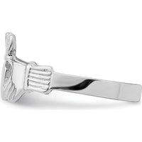 14K White Gold Claddagh Ring with Polished Finish and Rhodium Plating by 0