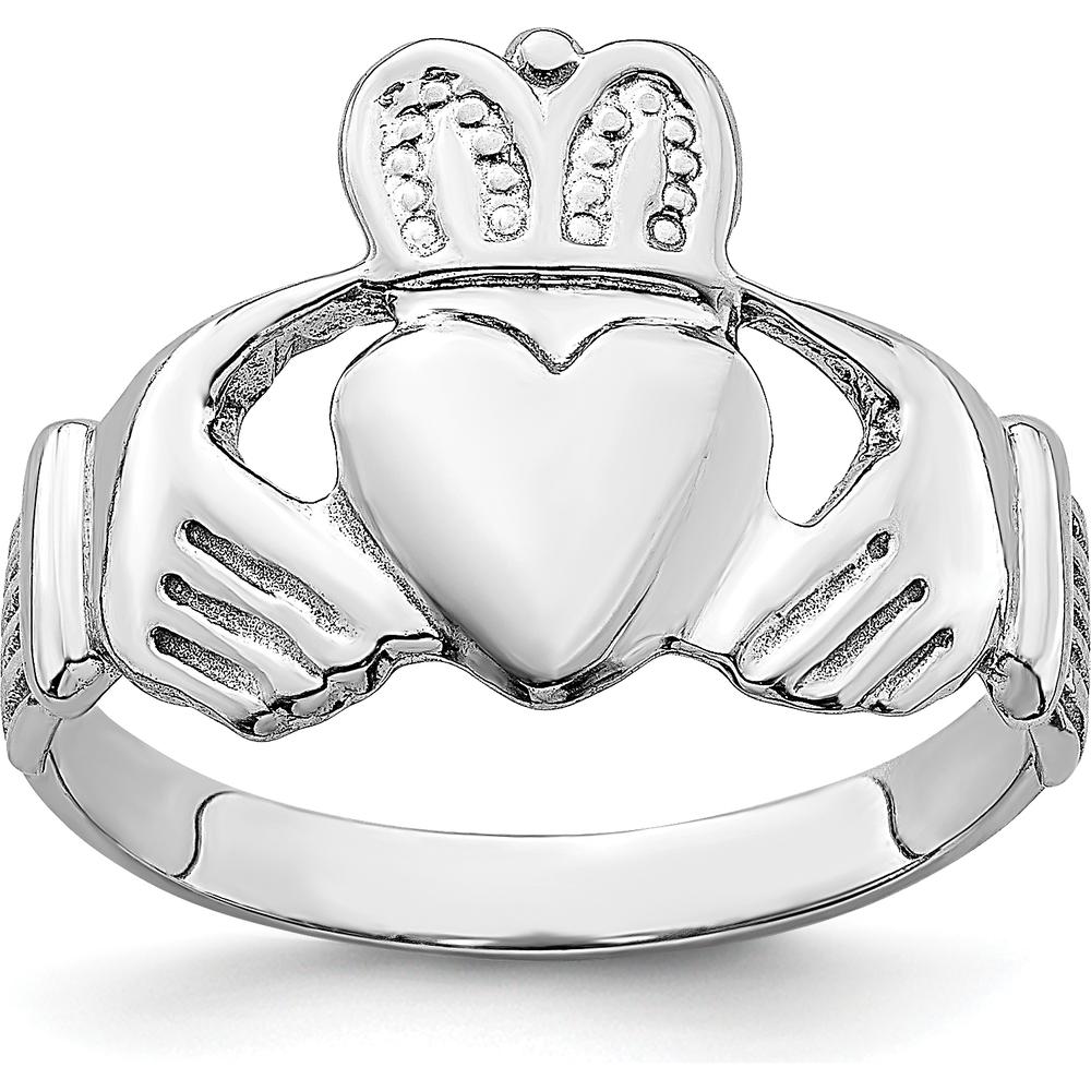 14K White Gold Claddagh Ring with Polished Finish - Symbol of Love, Loyalty, and Friendship by 0