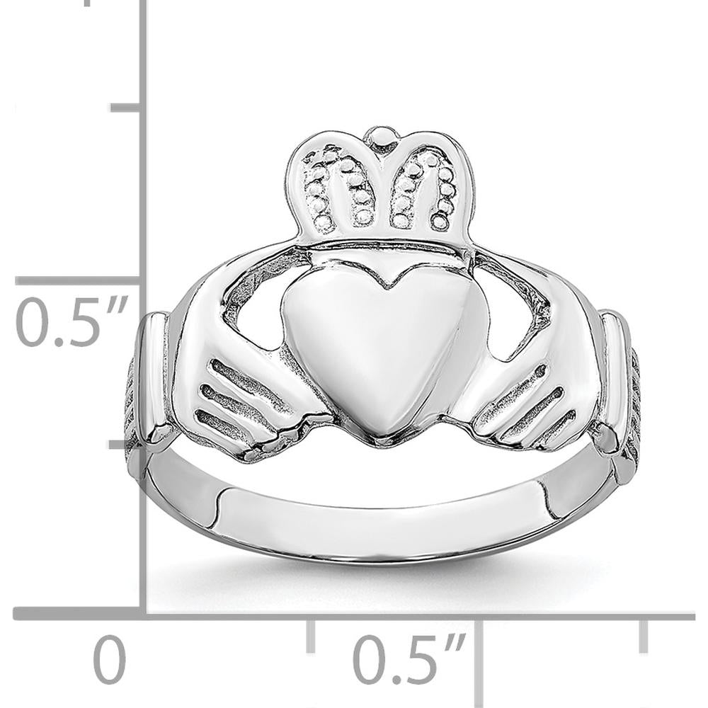 14K White Gold Claddagh Ring with Polished Finish - Symbol of Love, Loyalty, and Friendship by 0