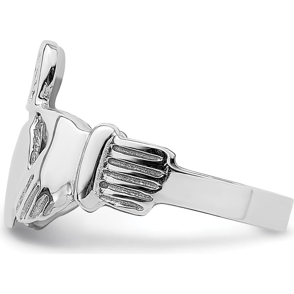 14K White Gold Claddagh Ring with Polished Finish - Symbol of Love, Loyalty, and Friendship by 0