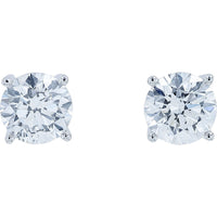 14K White Gold Classic Four-Prong Lab Grown Diamond Stud Earrings - 1.00 Carat Total Diamond Weight