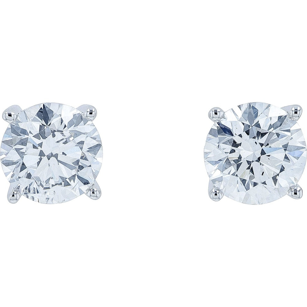 14K White Gold Classic Four-Prong Lab Grown Diamond Stud Earrings - 1.00 Carat Total Diamond Weight