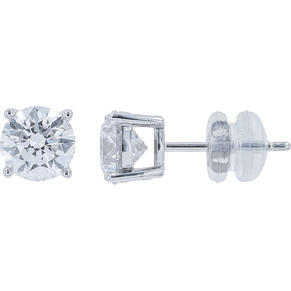 14K White Gold Classic Four-Prong Lab Grown Diamond Stud Earrings - 1.00 Carat Total Diamond Weight
