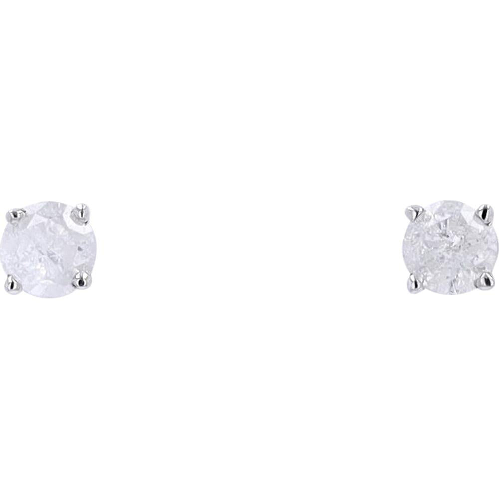14K White Gold Classic Round Diamond Stud Earrings - 0.40 Carat Total Diamond Weight