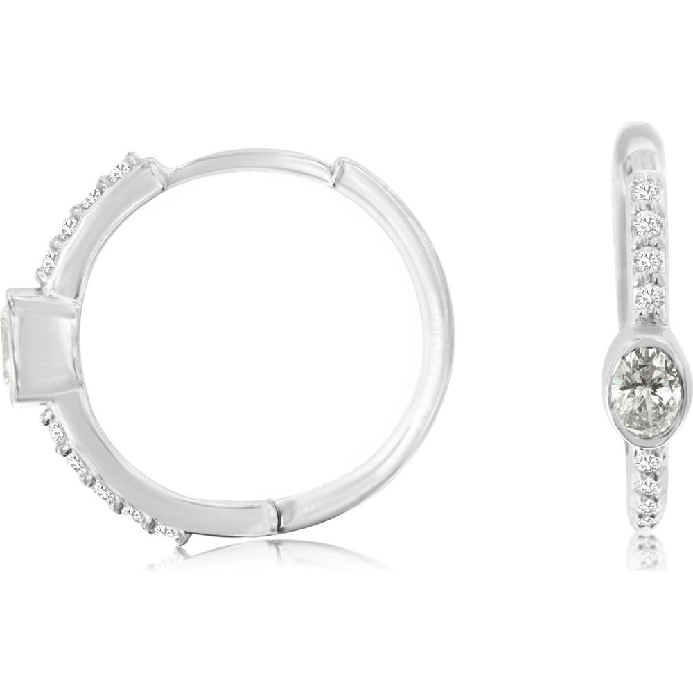 14K White Gold Classic Stud Earrings with Prong-Set Round Diamonds - 0.37 Carat Total Diamond Weight - Royal Jewelry