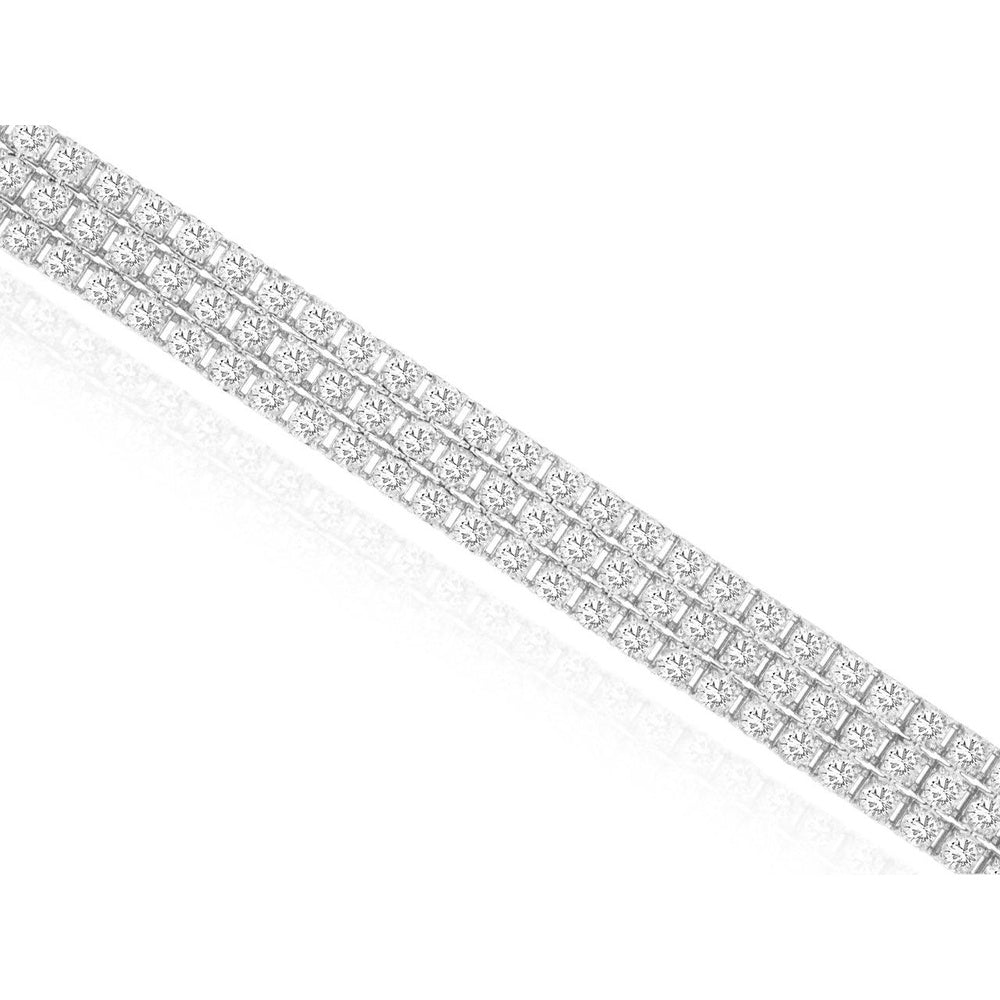 14K White Gold Classic Tennis Bracelet with Four-Prong Set Round Cut Diamonds - 4.30 Carat Total Diamond Weight - Royal Jewelry