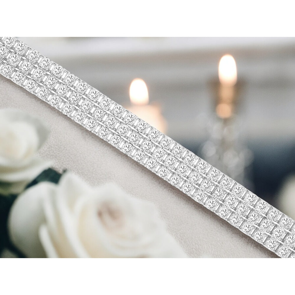 14K White Gold Classic Tennis Bracelet with Four-Prong Set Round Cut Diamonds - 4.30 Carat Total Diamond Weight - Royal Jewelry