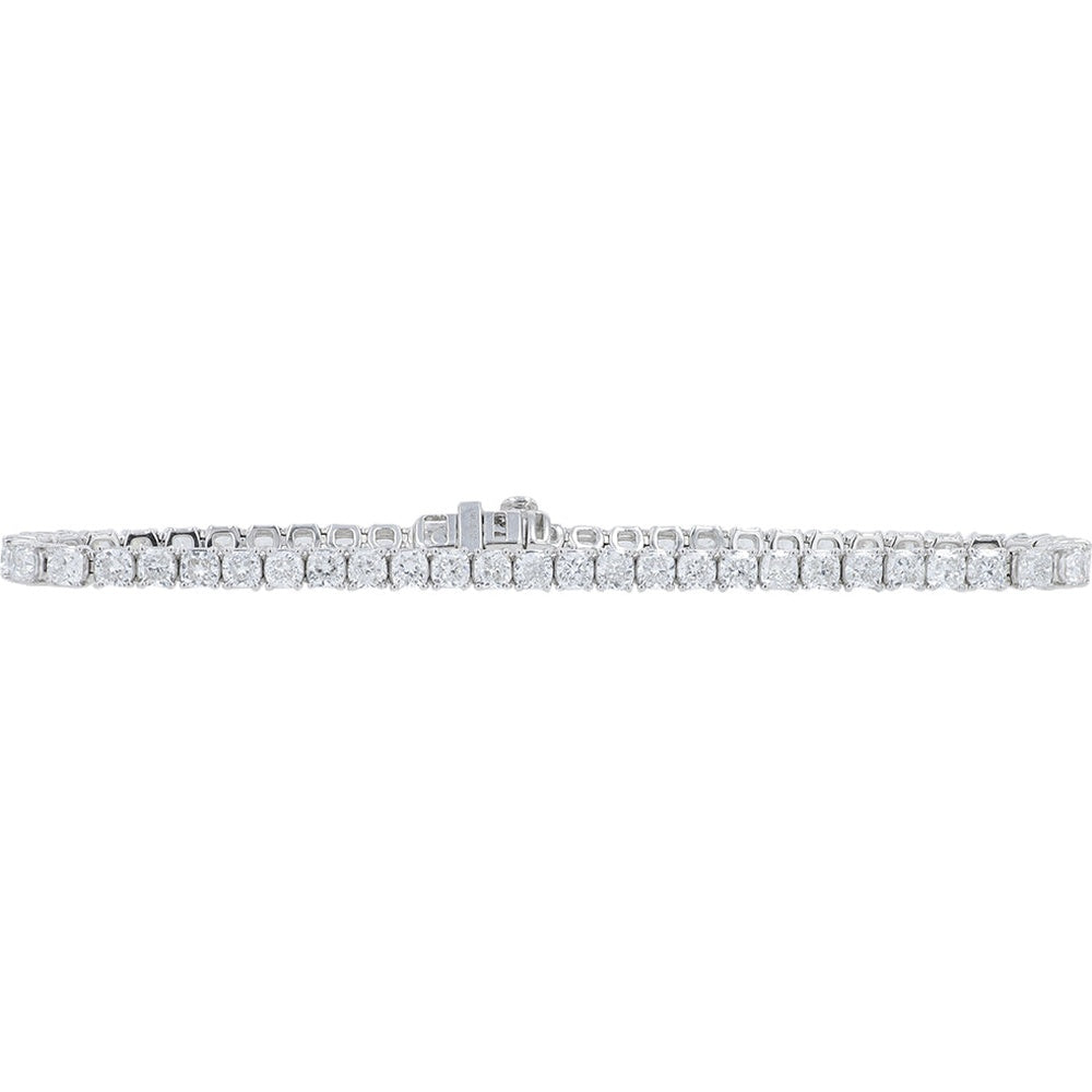 14K White Gold Classic Tennis Bracelet with Prong-Set Round Lab Grown Diamonds - 7.65 Carat Total Diamond Weight