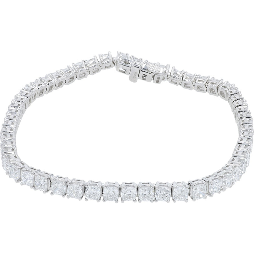 14K White Gold Classic Tennis Bracelet with Prong-Set Round Lab Grown Diamonds - 7.65 Carat Total Diamond Weight