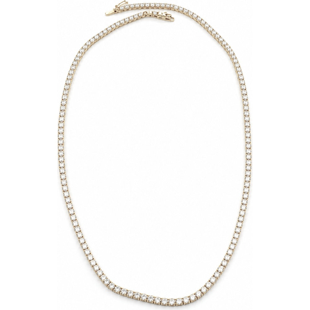 14K White Gold Classic Tennis Necklace with 4-Prong Set Round Diamonds - 6.05 Carat Total Diamond Weight by Auriventus