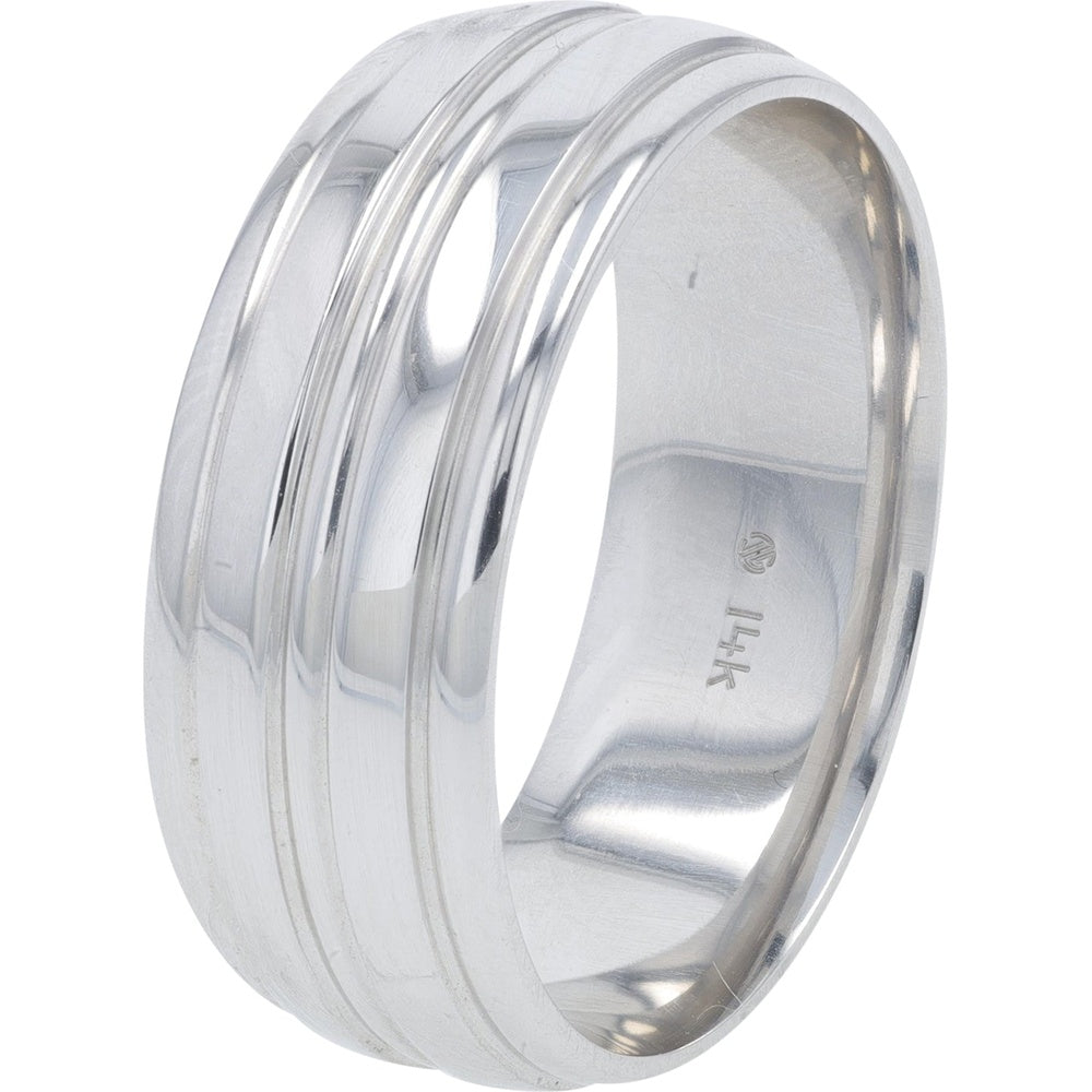 14K White Gold Classic Wide Comfort-Fit Wedding Band - 8.65 Grams