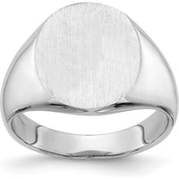 14K White Gold Closed Back Signet Ring - Engravable, Satin Finish by 0