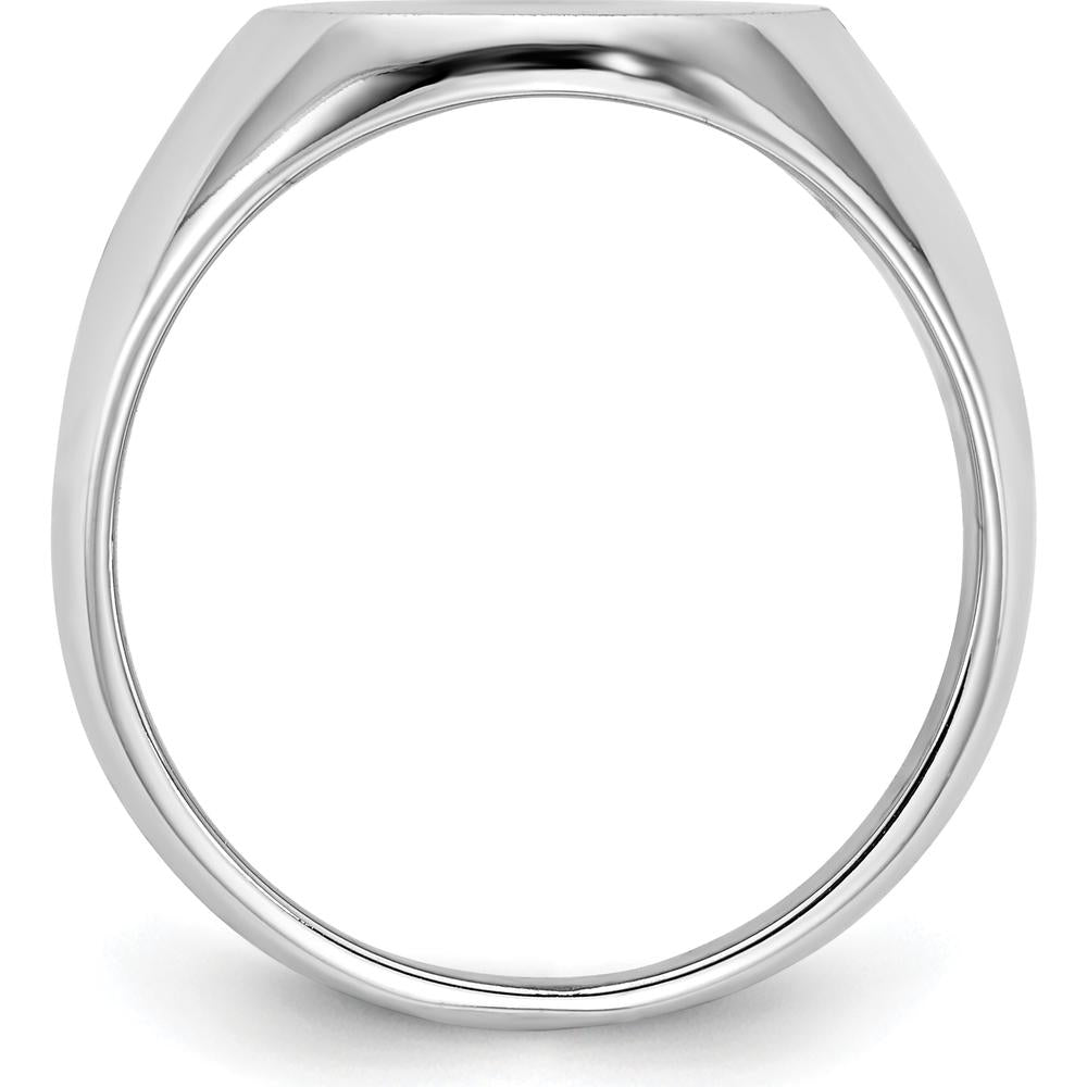 14K White Gold Closed Back Signet Ring - Engravable, Satin Finish by 0
