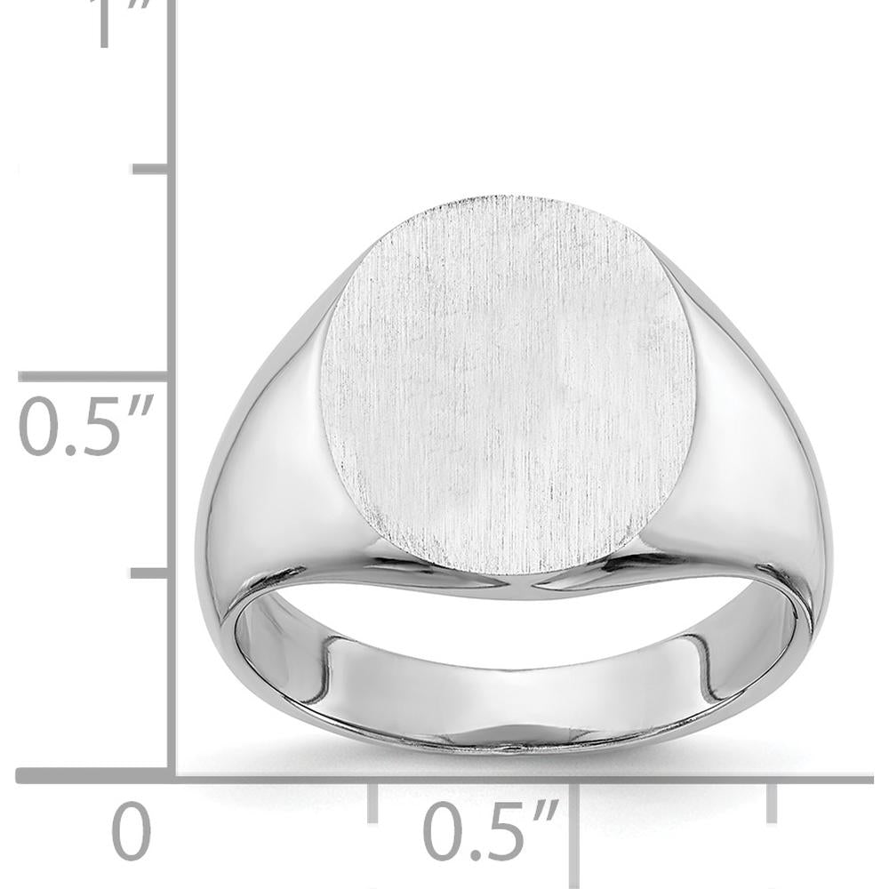 14K White Gold Closed Back Signet Ring - Engravable, Satin Finish by 0